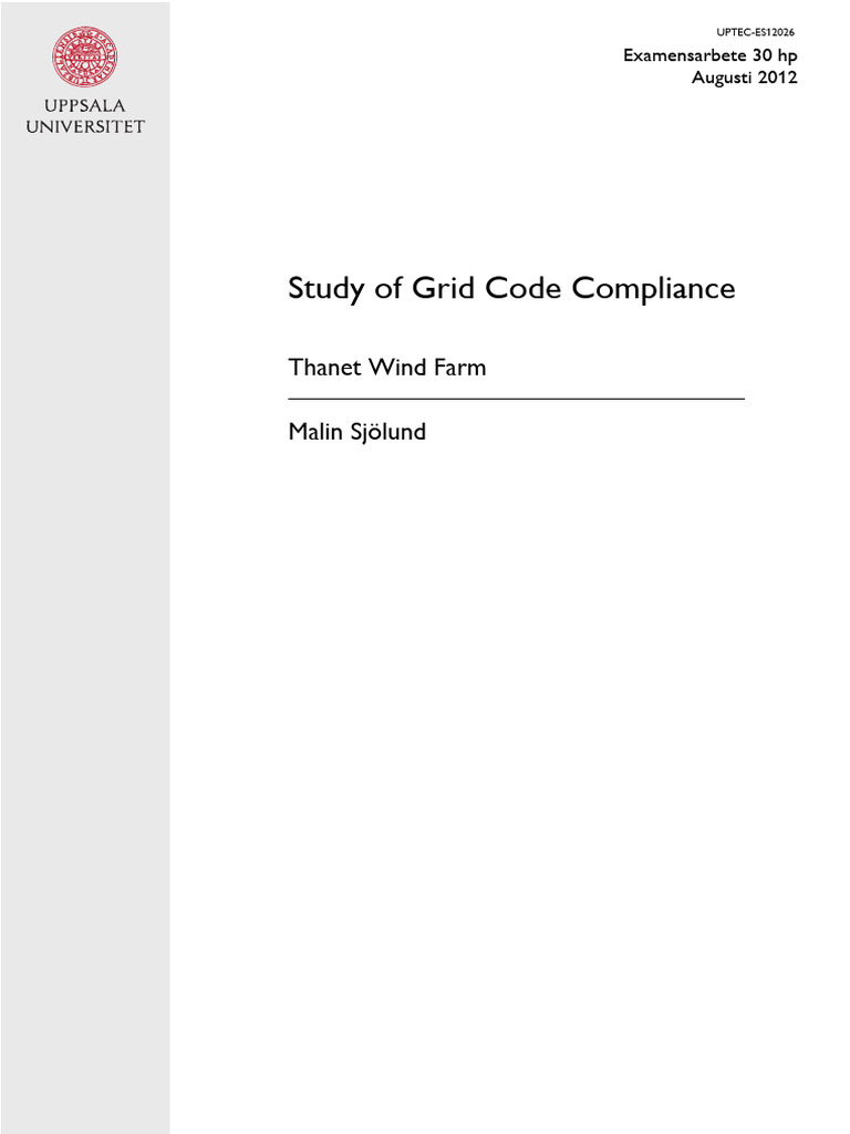 Grid Code Compliance Study: Thanet Wind Farm | PDF | Electrical Grid ...