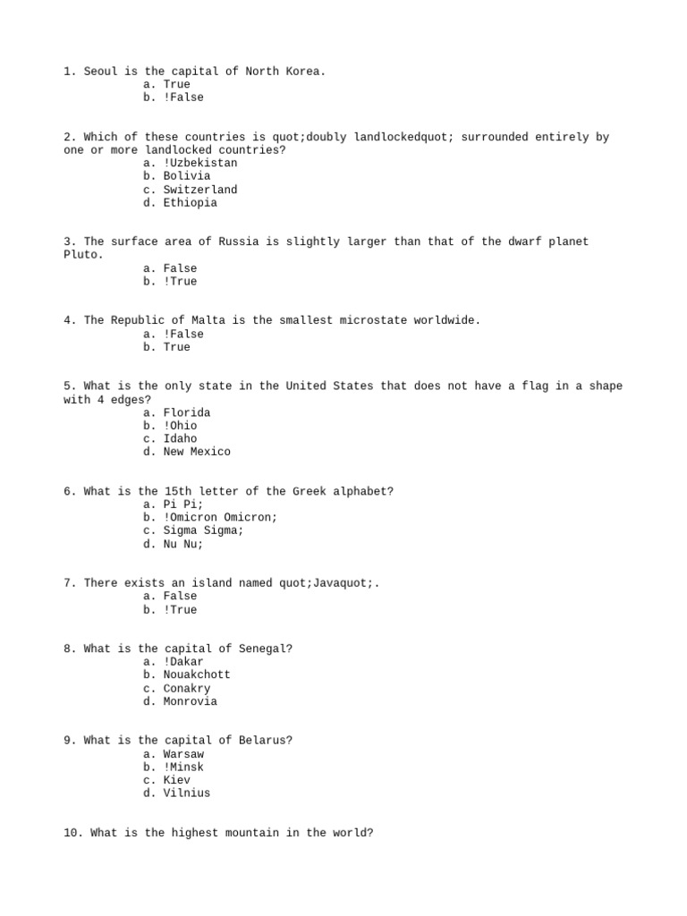 Trivia Questions and Answers Guide | PDF
