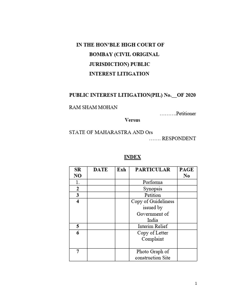 PIL Format for Environmental Protection | PDF | Mandamus | Sustainability