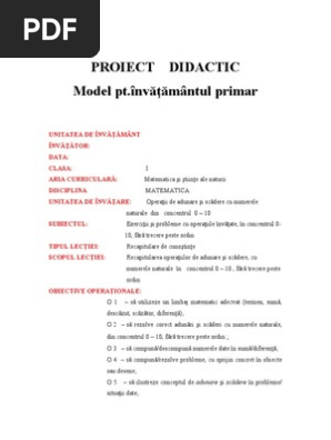 Model Proiect Didactic Inv Primar