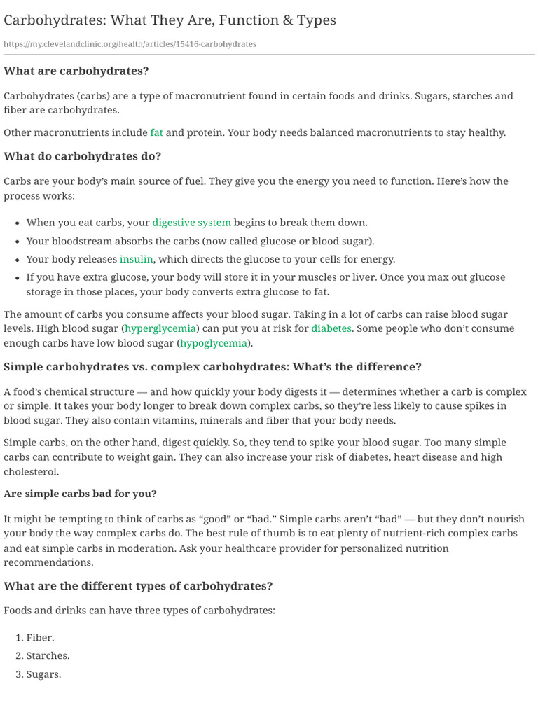 Carbohydrates What They Are, Function & Types+.pd | PDF | Carbohydrates ...