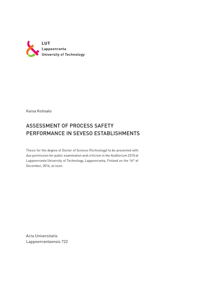 Assessment of process safety pdf safety