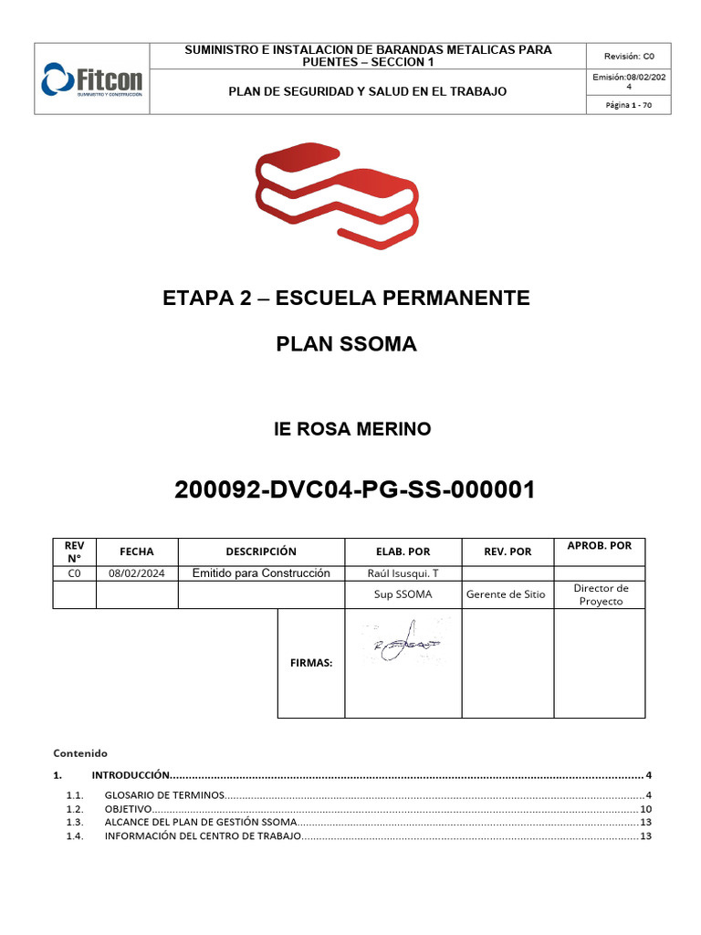 Plan SSOMA - FITCON 2024 | PDF | Residuos | Seguridad y salud ocupacional