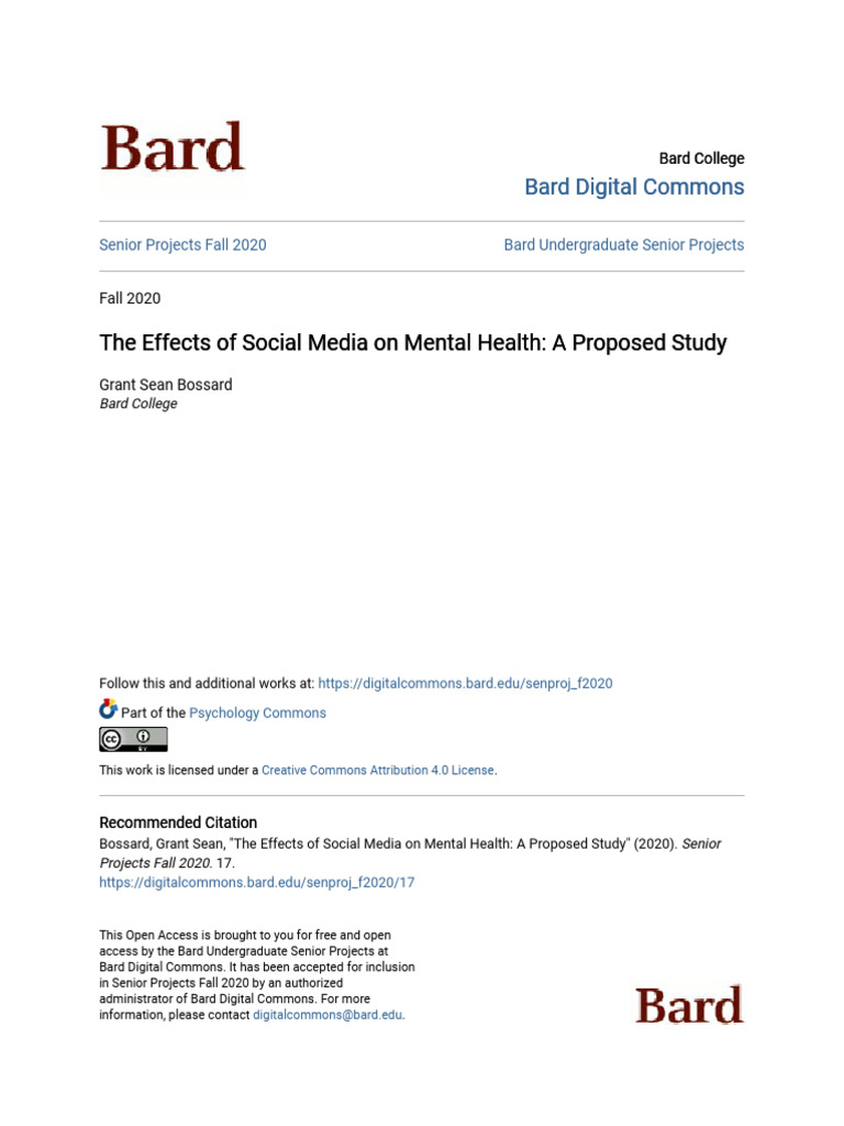 Social Media's Impact on Mental Health Study | PDF | Social Media ...
