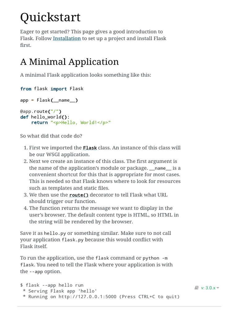 Quickstart - Flask Documentation (3.0.x) | PDF | World Wide Web ...