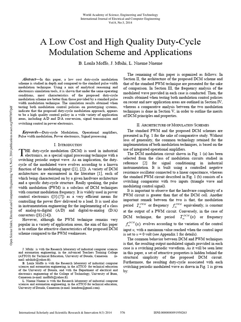 A Low Cost and High Quality Duty Cycle Modulation Scheme and ...