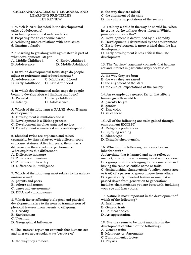 Child and Adolescent Learners and Learning Principles | PDF | Id | Genetics