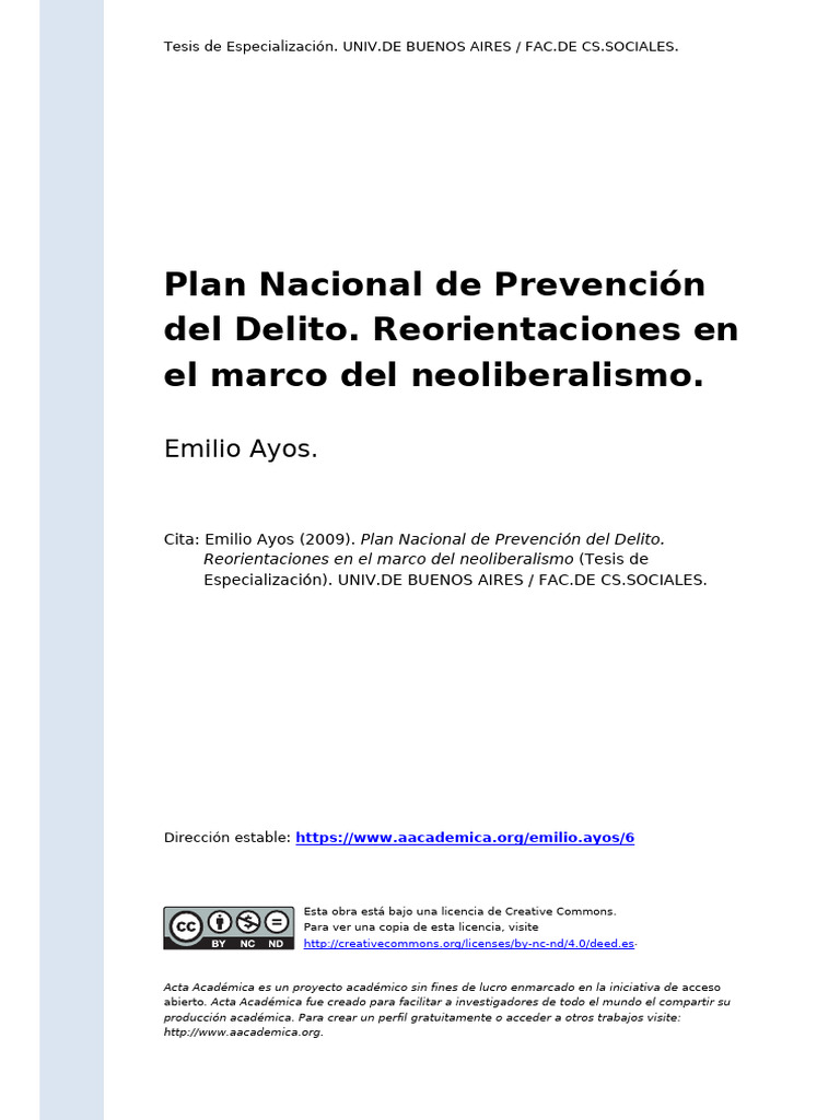 Reorientaciones del Plan de Prevención del Delito | PDF | Derecho penal ...