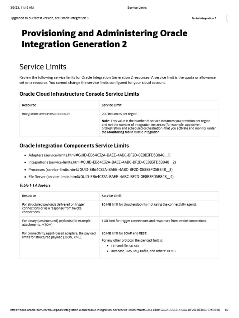Oic service limits pdf databases ibm db2