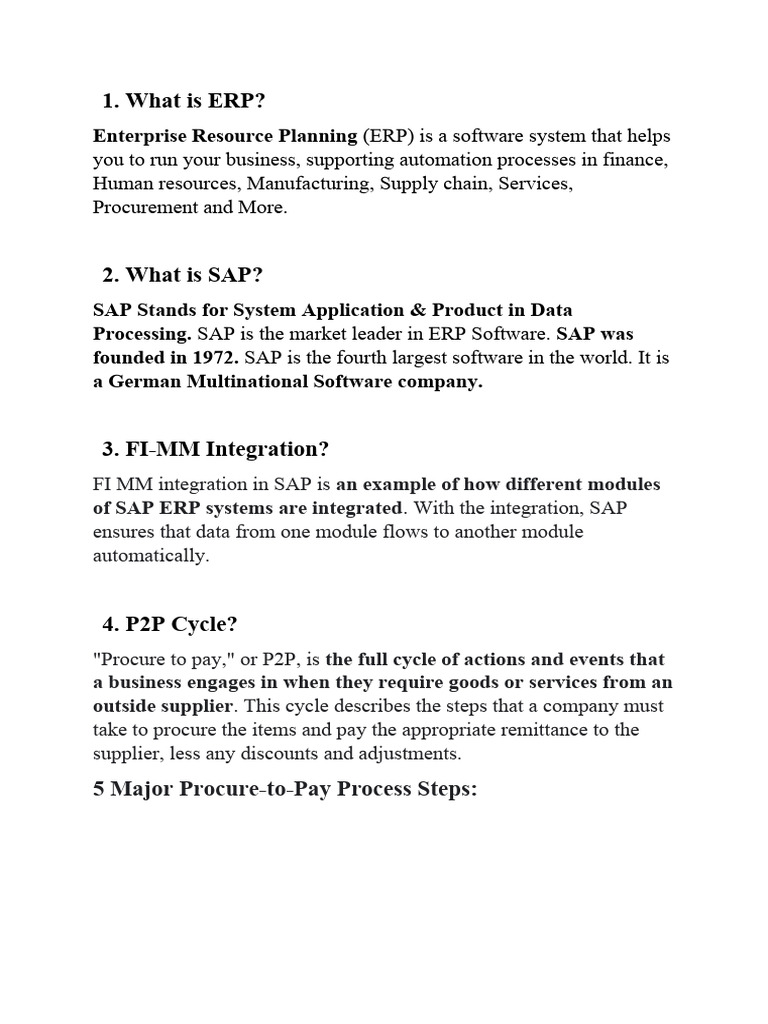 SAP ERP Essentials for Businesses | PDF | Depreciation | Accounts Payable