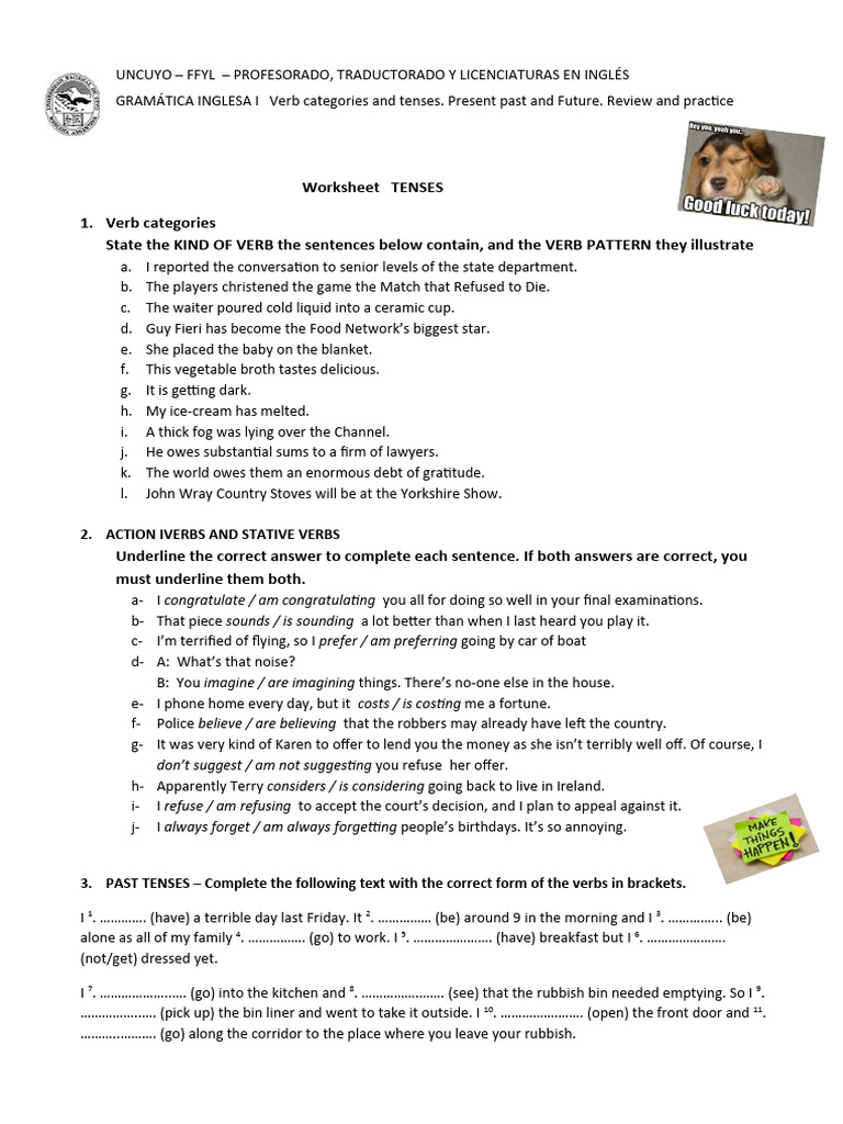 Class 5 Worksheet Verb Categories And Tenses 19 April Pdf