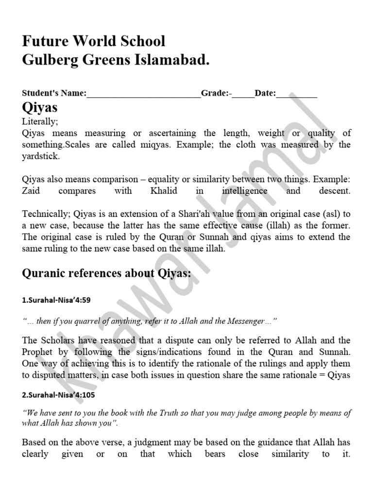 Understanding Qiyas in Islamic Law | PDF | Hadith | Quran