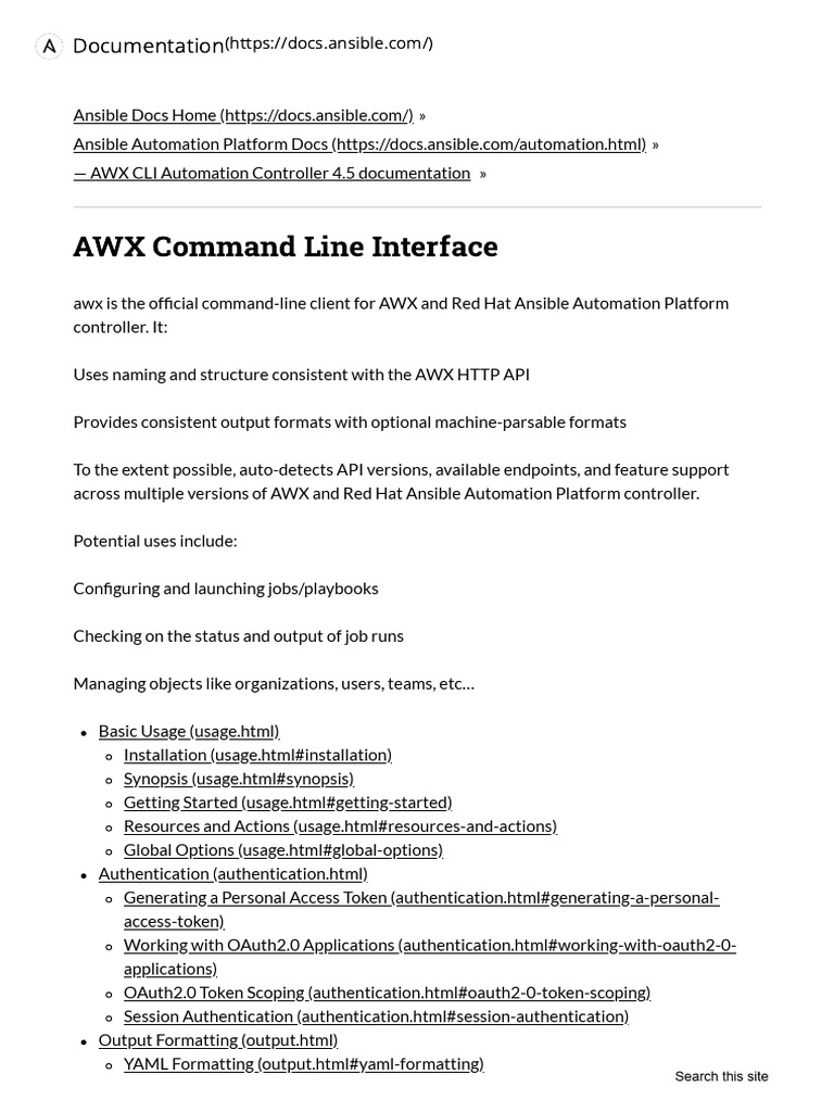 AWX CLI Documentation Overview | PDF | Command Line Interface ...