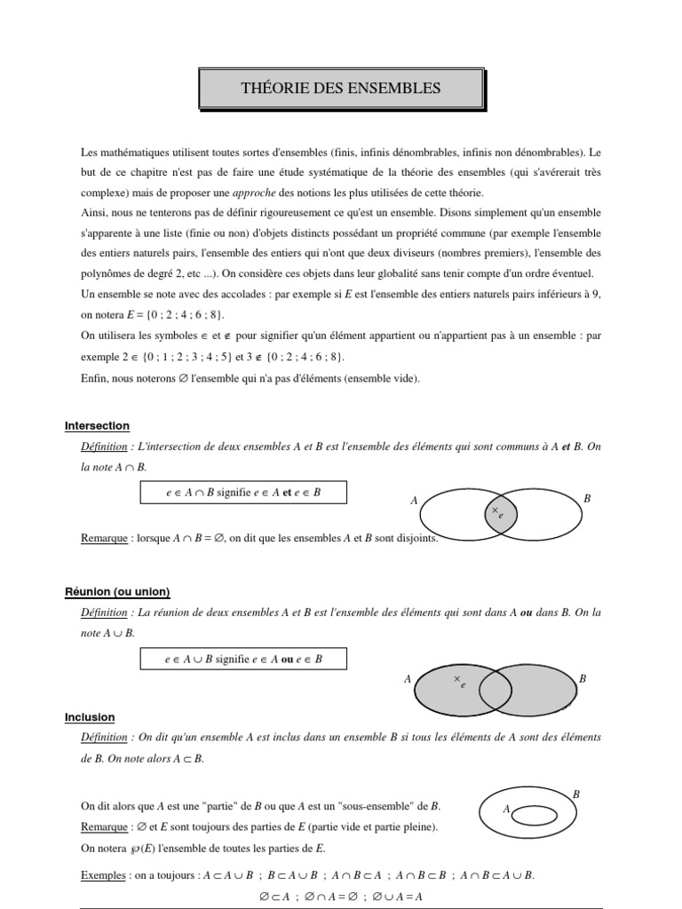 Introduction à la théorie des ensembles | PDF | Inclusion ...