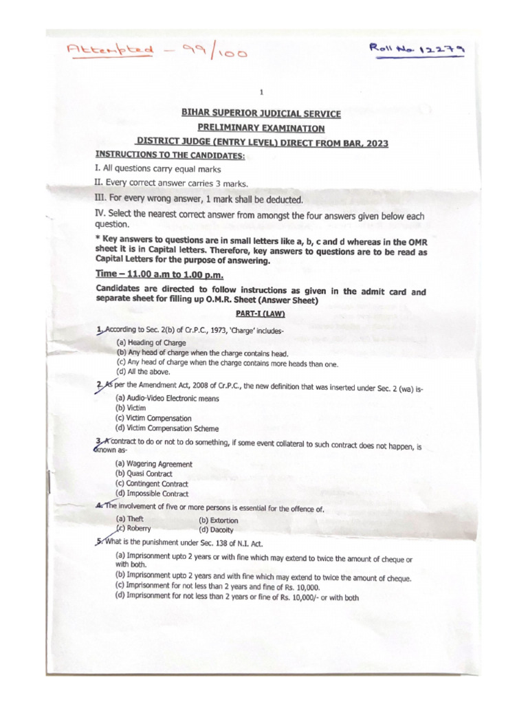 Bihar Superior Judicial Service | PDF