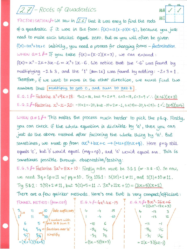 pg7 A&A HL - Topic 2 - Functions Notes | PDF