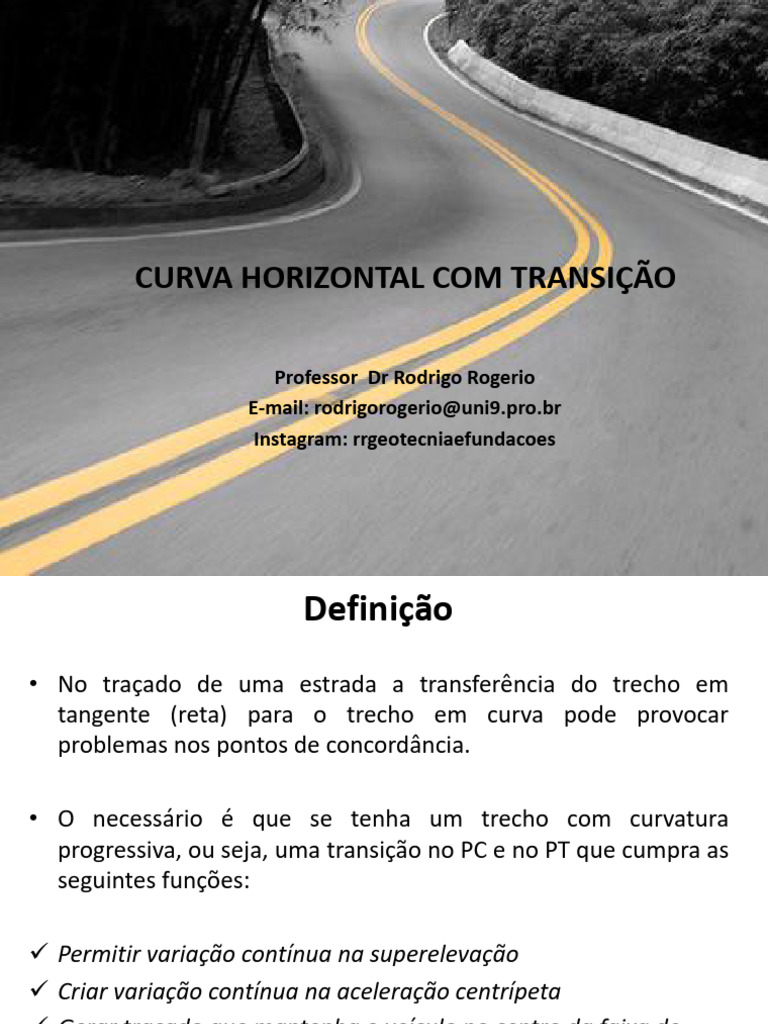 Curvas de Transição em Rodovias | PDF | Curva | Curvatura