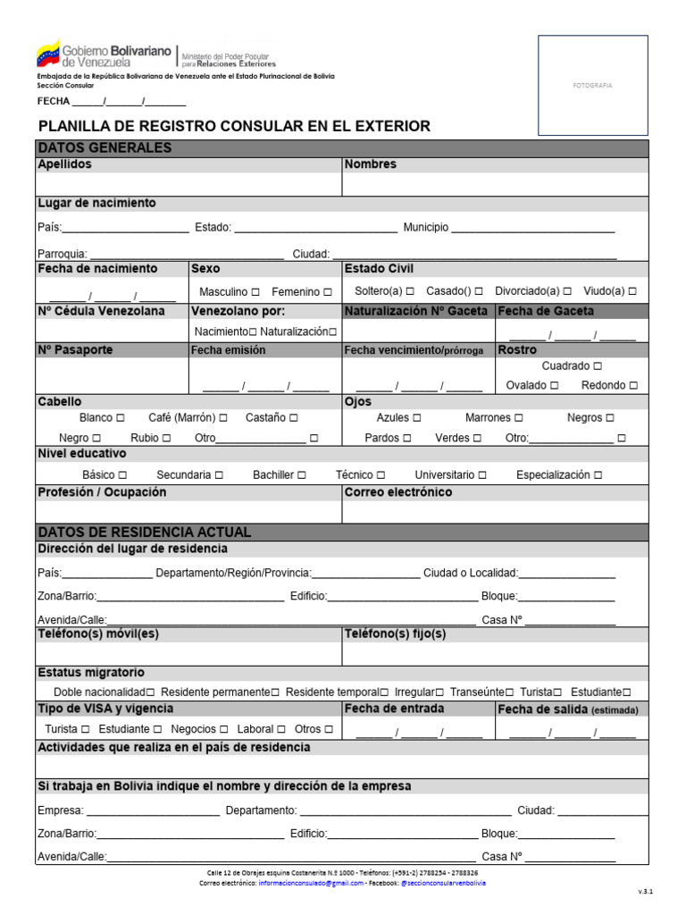 Formulario de Registro Consular v.3.0 | PDF | Gobierno y personalidad