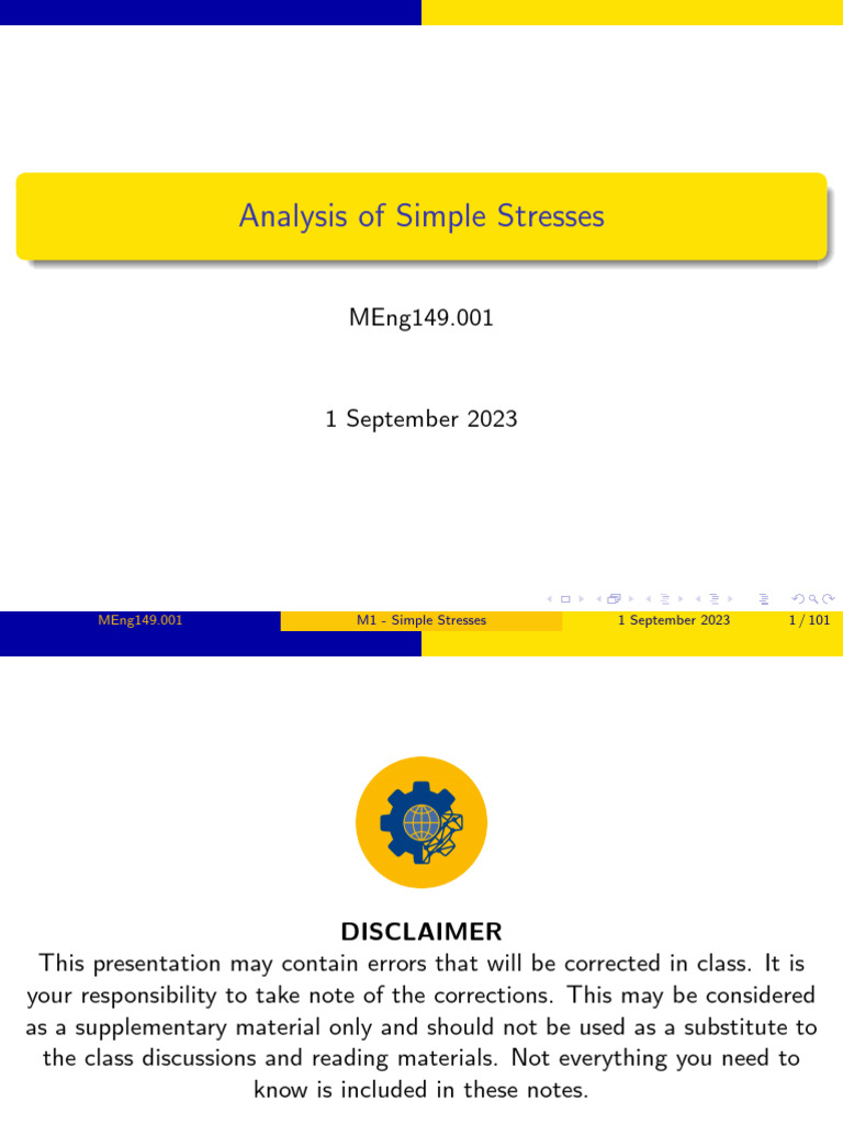 Module 1 - Analysis of Simple Stresses | PDF | Stress (Mechanics ...