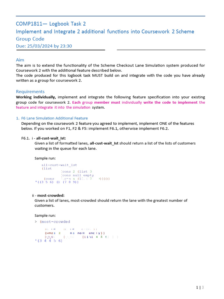 Logbook Task 2: Scheme Function Integration | PDF | Computing ...