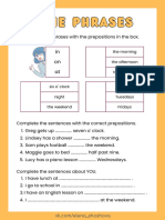 Time Phrases and Prepositions Worksheet