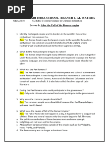 Grade 6 MSC Notes After The Fall of Roman Empire