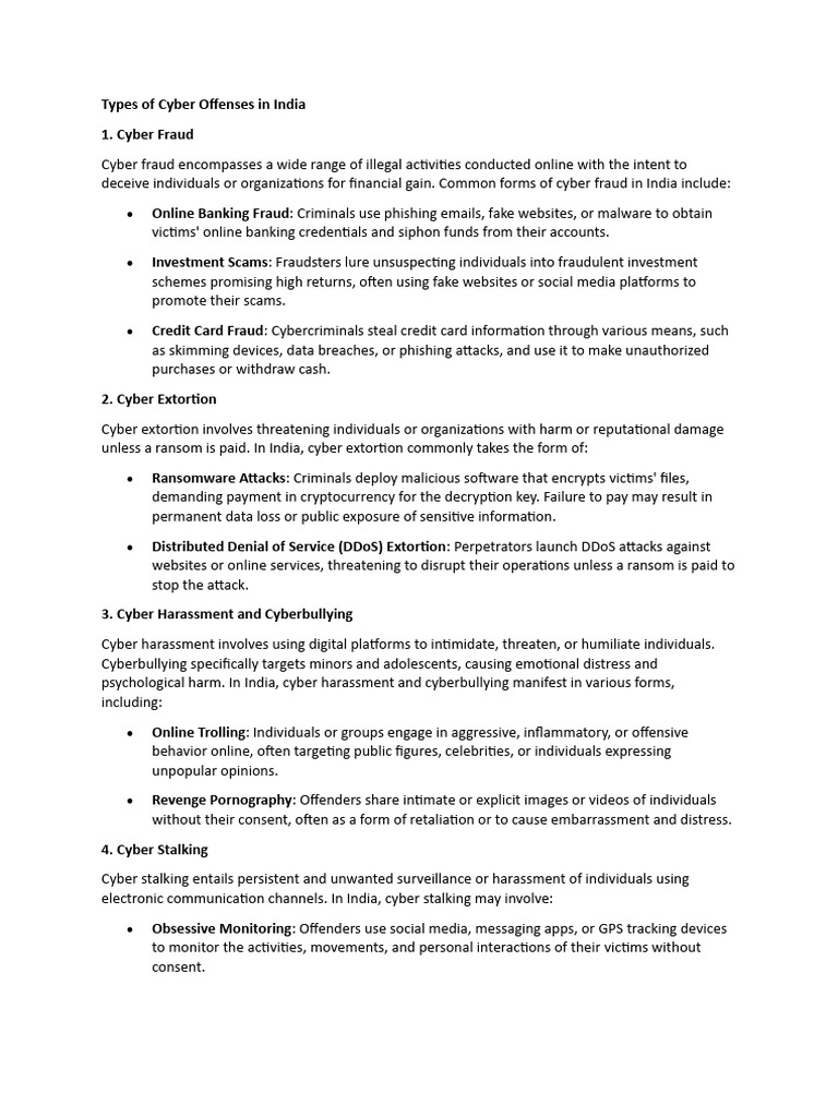 Cyber Offenses in India: Types Explained | PDF | Cybercrime | Security