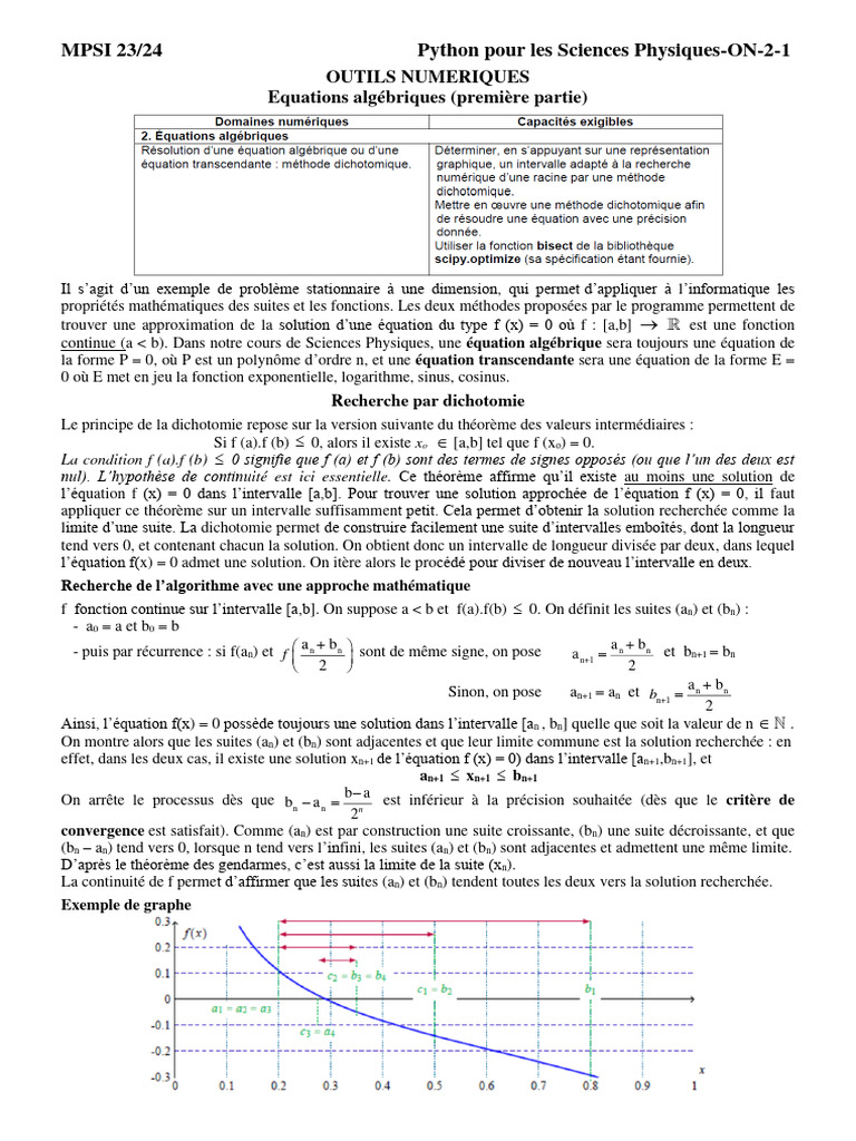 Recherche par dichotomie en Python | PDF | Équations | Concepts ...
