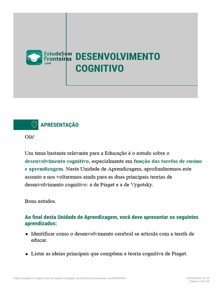 Diferenças entre Piaget e Vygotsky | PDF | Aprendizado | Pensamento