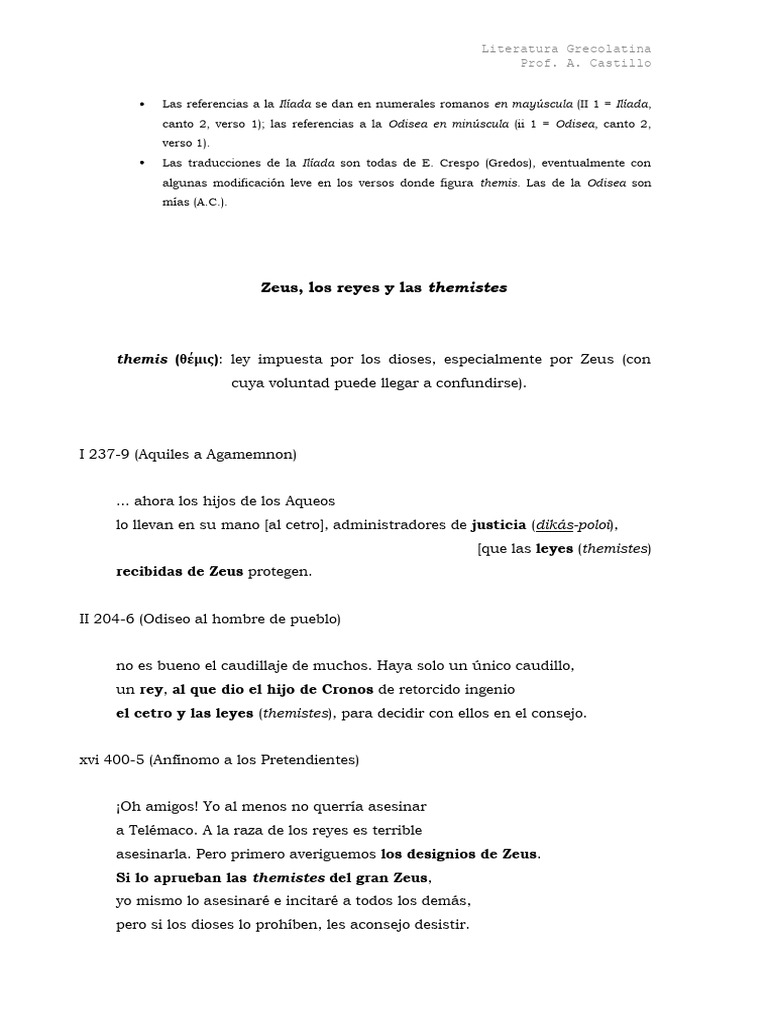 Themis en la Literatura Grecolatina | PDF | Ilíada | Odisea