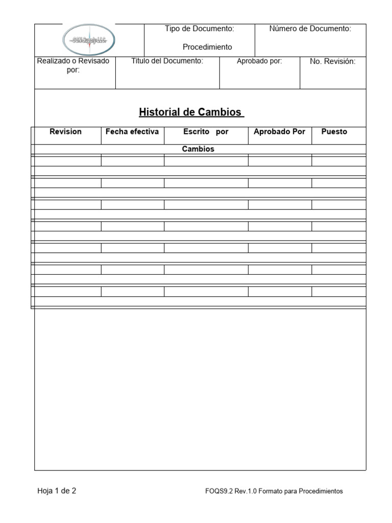 Foqs9 2 rev1 0 formato para procedimientos pdf