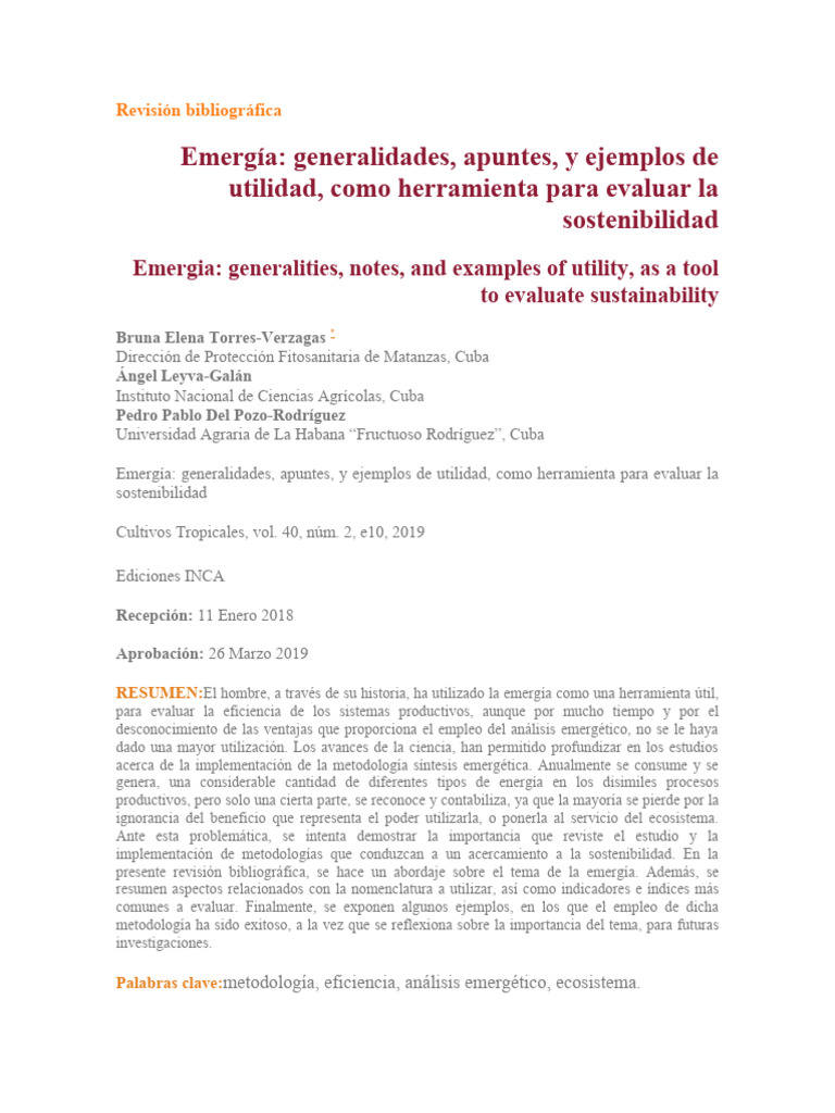 Utilidad de la Emergía en Sostenibilidad | PDF | Naturaleza | Ciencias ...