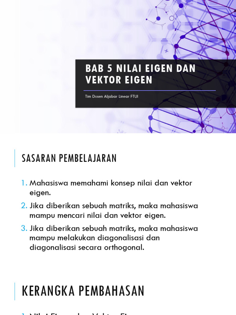 Nilai dan Vektor Eigen dalam Matematika | PDF