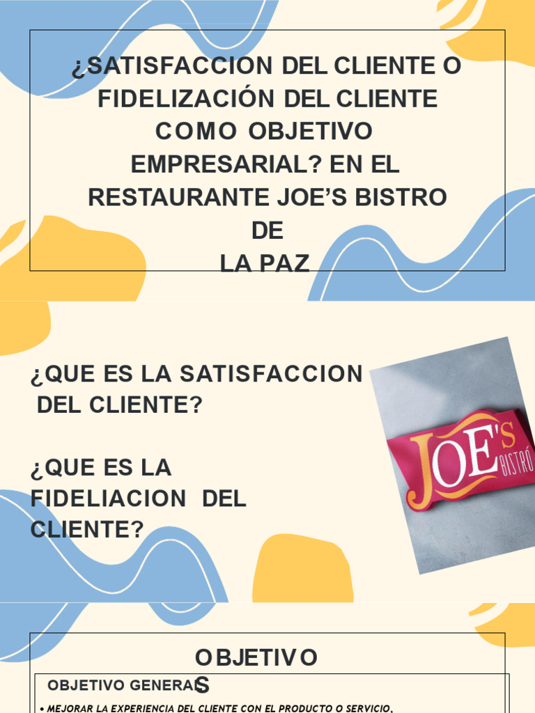 Presentación Empresa de Marketing de Restaurante Joe's Bistró | PDF ...