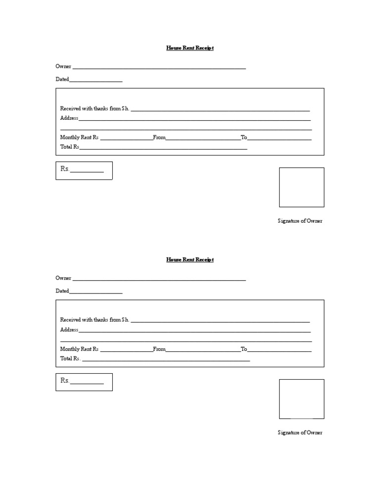 house rent receipt