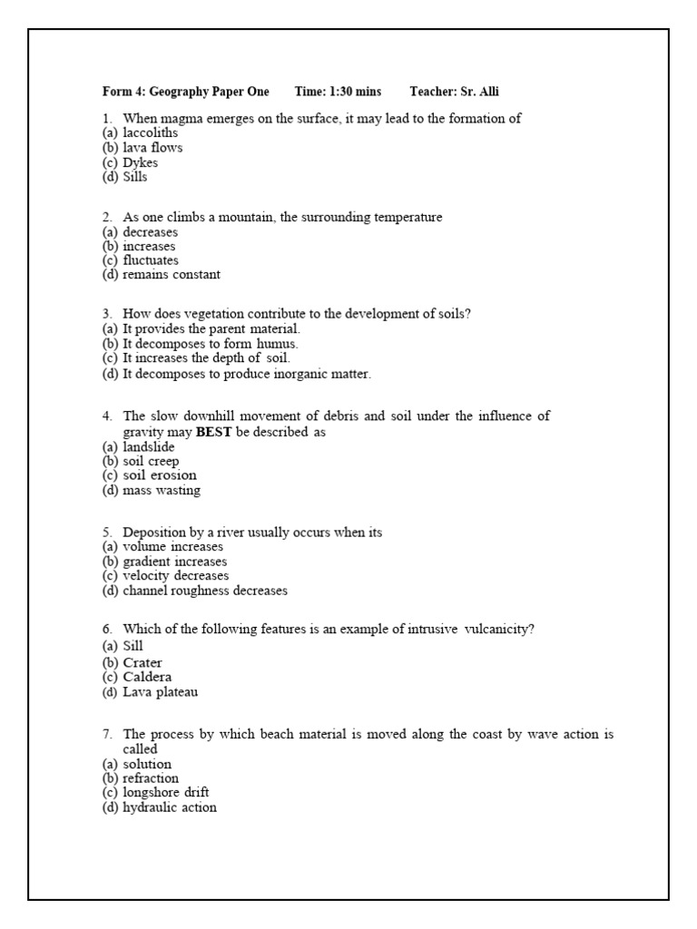 Aslam Alli GEO Paper 1 2022 | PDF | Soil | Erosion