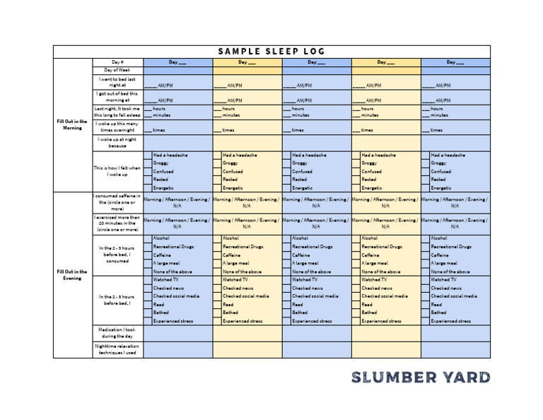 Sleep Log | PDF | Drugs | Recreational Drug Use
