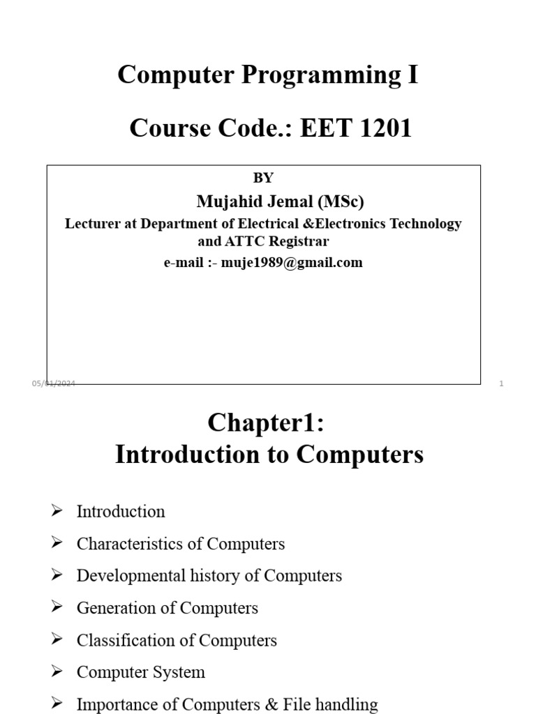 Chapter 1: Introduction To Computers | PDF | Personal Computers ...