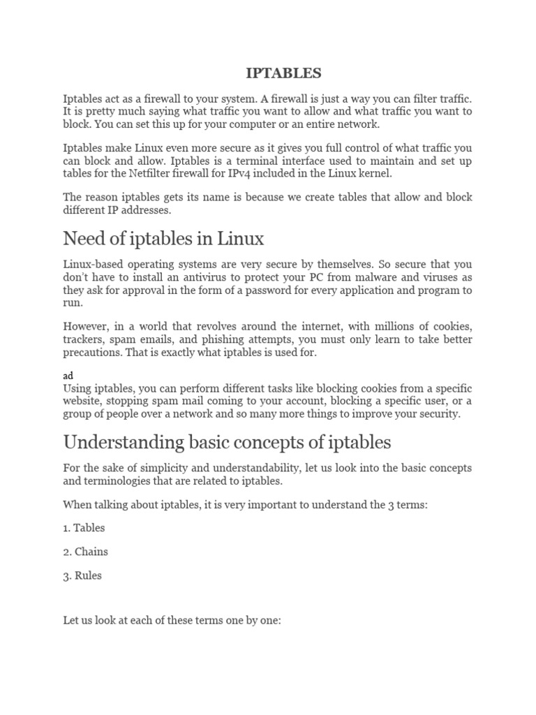Understanding Iptables for Linux Security | PDF | Internet Architecture ...