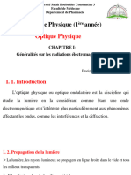 Cours Optique Physique Chapitre I Generalites Sur Les Radiations Electromagnetiques. DR ZAIER Abdelhakim
