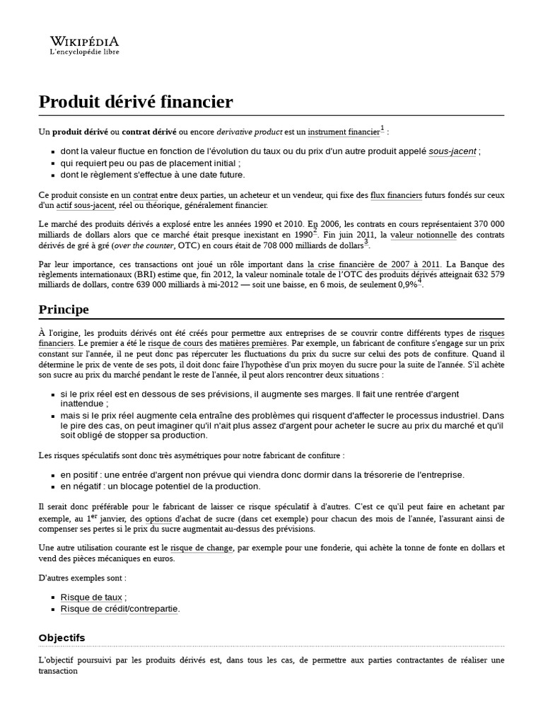 Produit Dérivé Financier | PDF | Produit dérivé financier | Option (Finance)