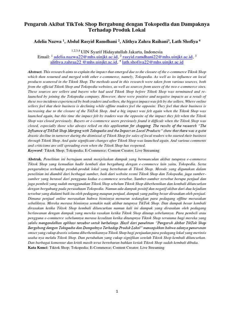 Pengaruh Akibat Tiktok Shop Bergabung Dengan Tokopedia Dan Dampaknya