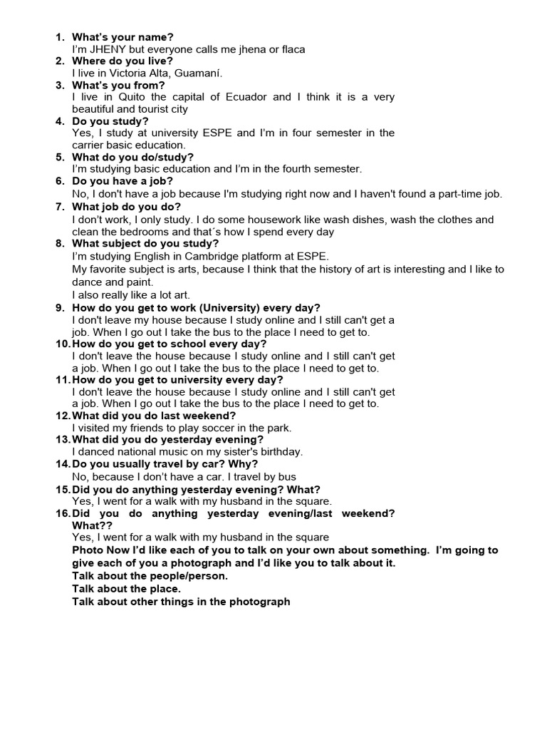 Preliminary Oral Test PDF