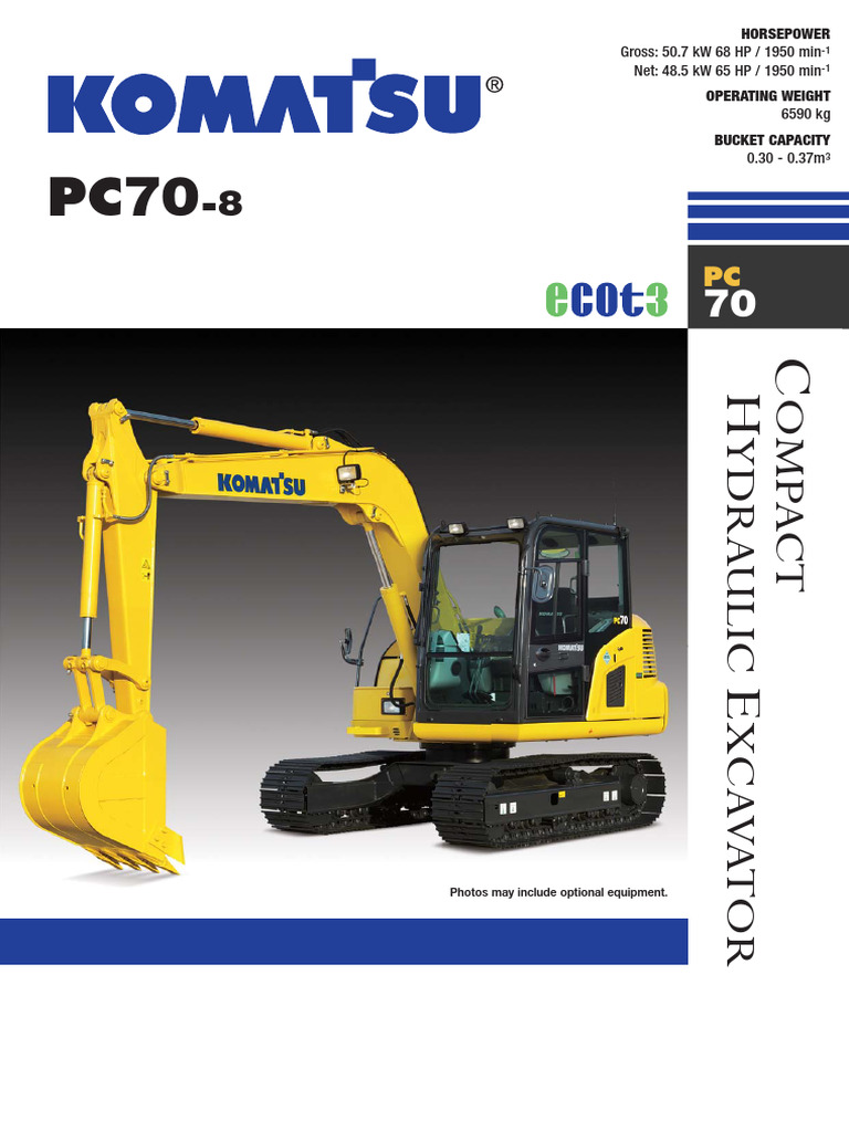 Komatsu PC70-8 Compact Excavator Specs | PDF | Horsepower