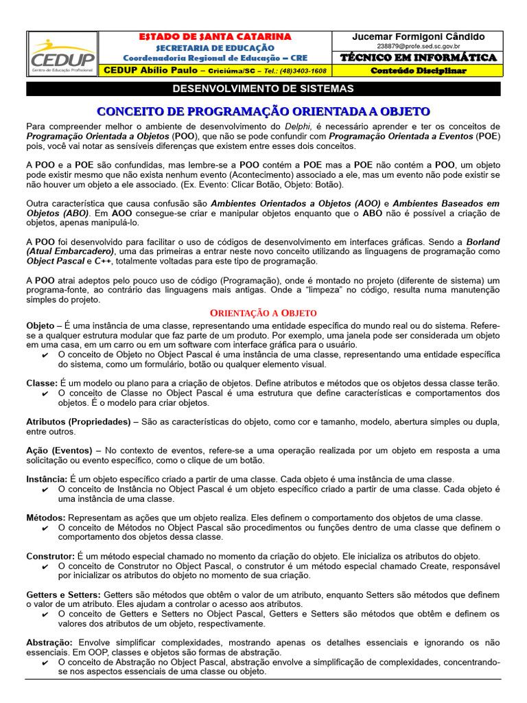 Conceitos de POO em Delphi | PDF | Classe (programação de computadores ...