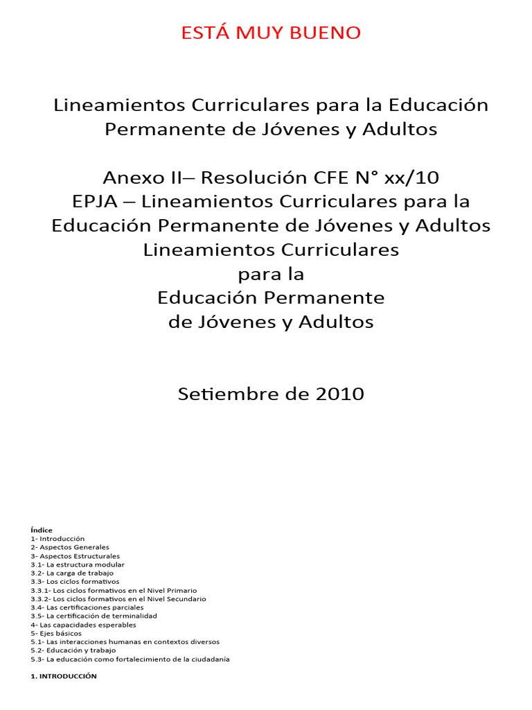 Educación Permanente para Adultos | PDF | Plan de estudios | Educación ...