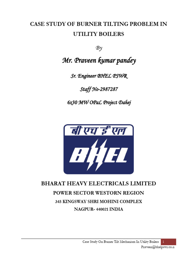 Burner Tilt Mechanism Case Study | PDF | Pipe (Fluid Conveyance ...