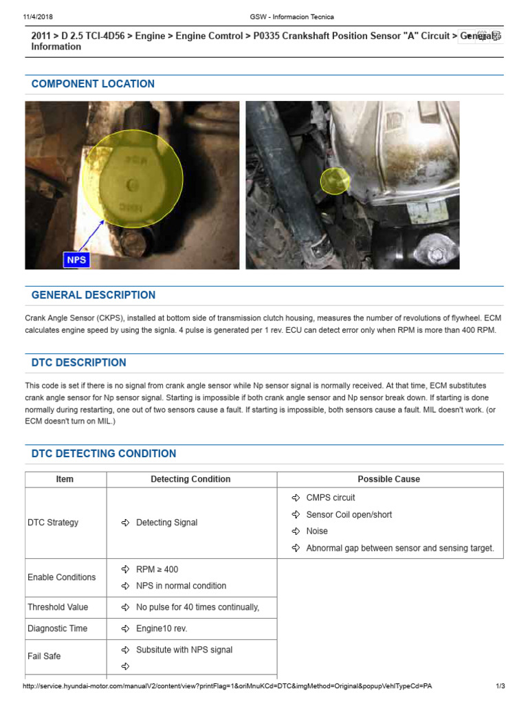 Hyundai H1 4D56 P0335 | PDF | Electrical Engineering | Electronics