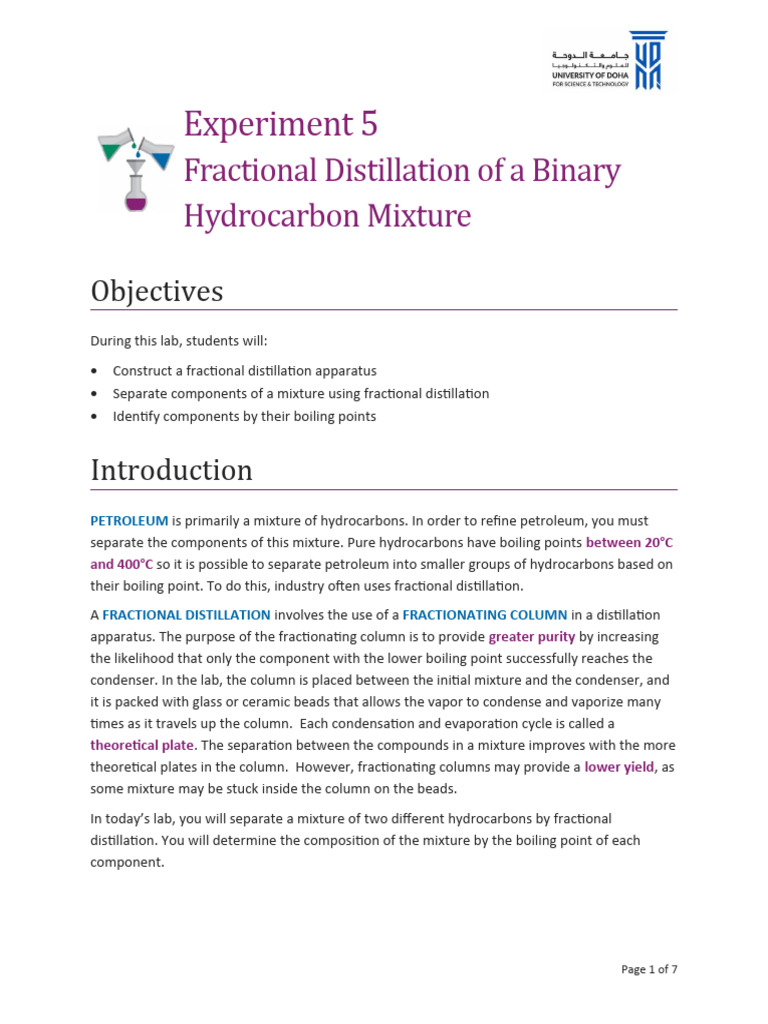 CHEM3011-Expt 5 Fractional Distillation | PDF | Distillation | Chemical ...