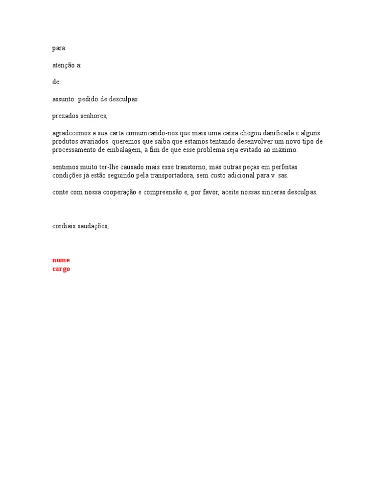 Carta Formal Exemplo Portugues Recipes Site G